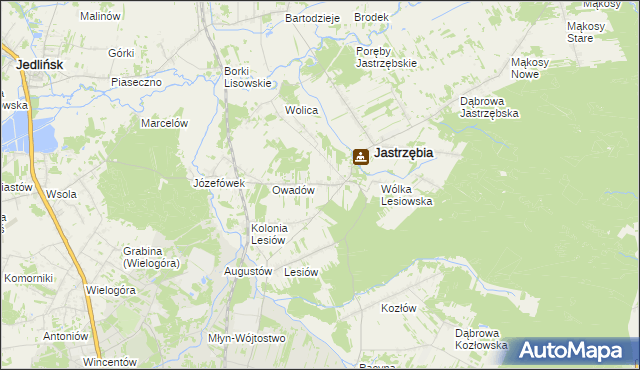 mapa Wojciechów gmina Jastrzębia, Wojciechów gmina Jastrzębia na mapie Targeo
