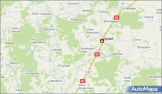 mapa Wojtkowa Wieś, Wojtkowa Wieś na mapie Targeo