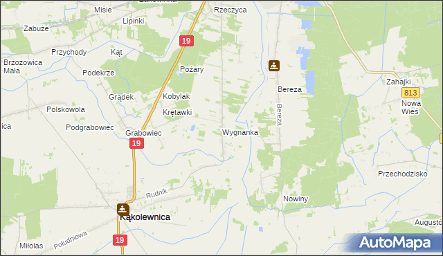 mapa Wygnanka gmina Kąkolewnica, Wygnanka gmina Kąkolewnica na mapie Targeo