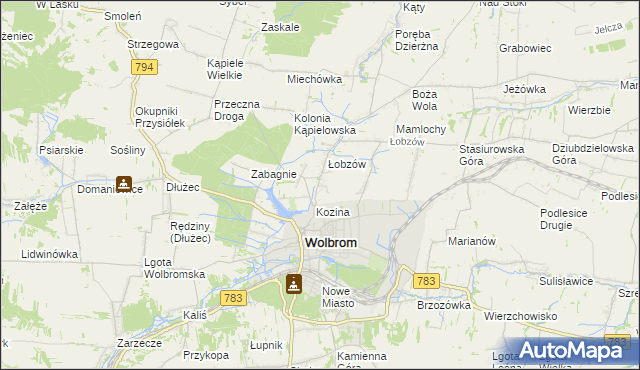 mapa Wymysłów gmina Wolbrom, Wymysłów gmina Wolbrom na mapie Targeo