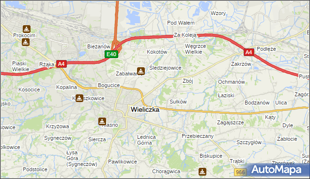 mapa Zabawa gmina Wieliczka, Zabawa gmina Wieliczka na mapie Targeo