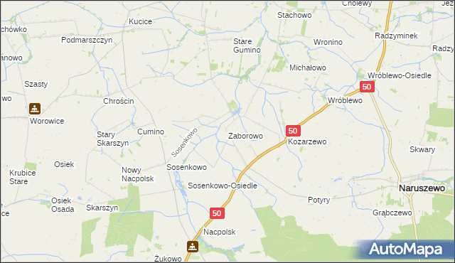 mapa Zaborowo gmina Naruszewo, Zaborowo gmina Naruszewo na mapie Targeo