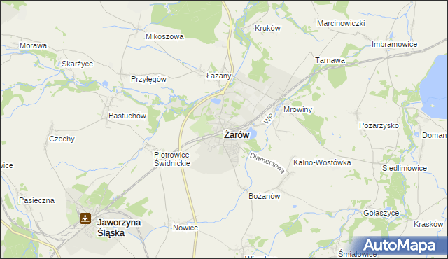 mapa Żarów powiat świdnicki, Żarów powiat świdnicki na mapie Targeo