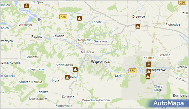 mapa Zarzeka gmina Wąwolnica, Zarzeka gmina Wąwolnica na mapie Targeo