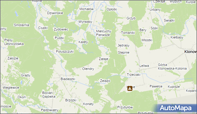 mapa Zataje, Zataje na mapie Targeo