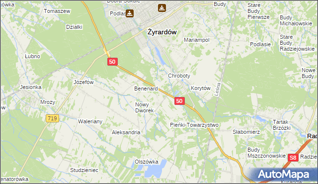 mapa Zazdrość gmina Radziejowice, Zazdrość gmina Radziejowice na mapie Targeo