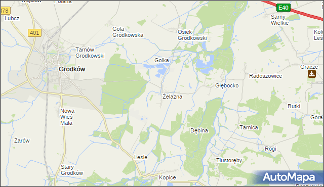 mapa Żelazna gmina Grodków, Żelazna gmina Grodków na mapie Targeo