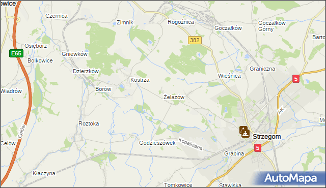 mapa Żelazów gmina Strzegom, Żelazów gmina Strzegom na mapie Targeo