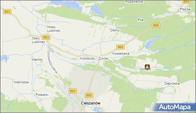 mapa Żuków gmina Cieszanów, Żuków gmina Cieszanów na mapie Targeo