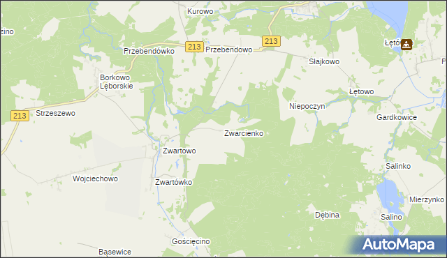 mapa Zwarcienko, Zwarcienko na mapie Targeo