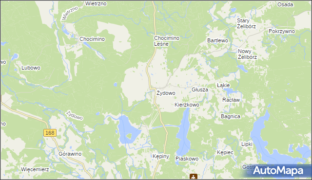 mapa Żydowo gmina Polanów, Żydowo gmina Polanów na mapie Targeo
