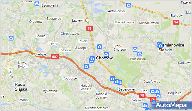 mapa Chorzów, Chorzów na mapie Targeo