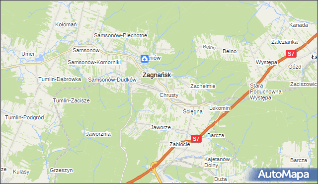 mapa Chrusty gmina Zagnańsk, Chrusty gmina Zagnańsk na mapie Targeo