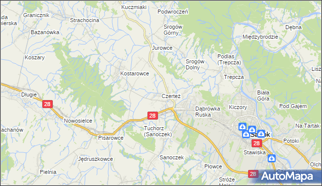 mapa Czerteż, Czerteż na mapie Targeo
