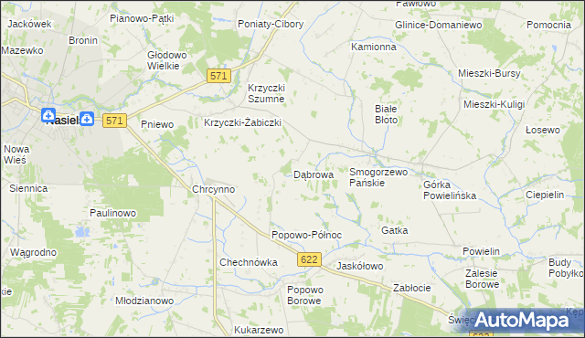 mapa Dąbrowa gmina Nasielsk, Dąbrowa gmina Nasielsk na mapie Targeo