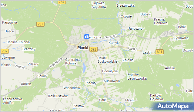 mapa Działki Suskowolskie, Działki Suskowolskie na mapie Targeo