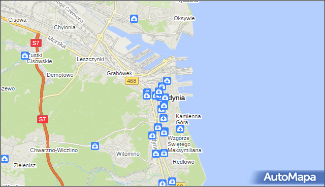 mapa Gdyni, Gdynia na mapie Targeo