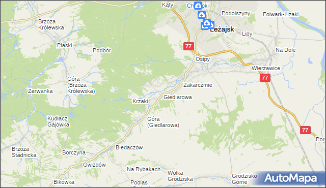 mapa Giedlarowa, Giedlarowa na mapie Targeo