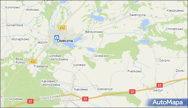 mapa Grodzisko gmina Osieczna, Grodzisko gmina Osieczna na mapie Targeo