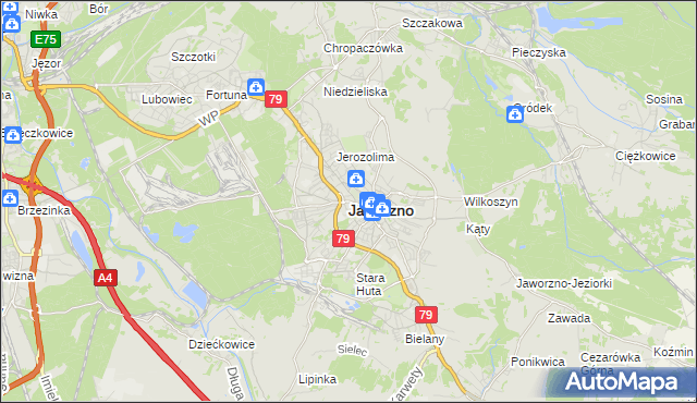 mapa Jaworzno, Jaworzno na mapie Targeo