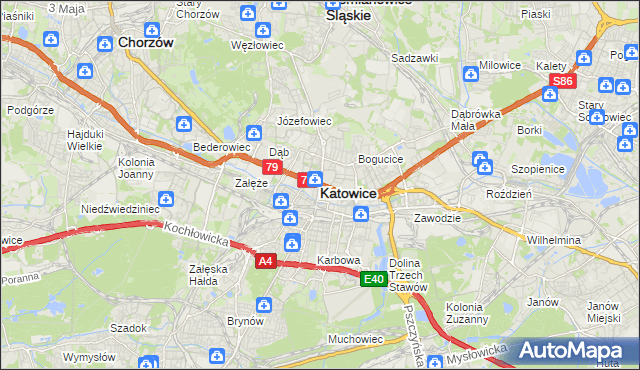 mapa Katowic, Katowice na mapie Targeo
