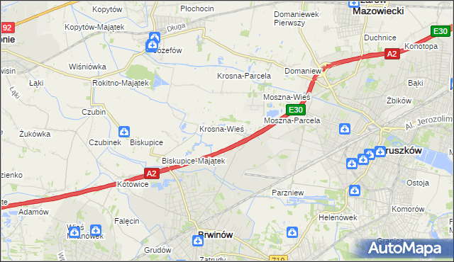 mapa Koszajec gmina Brwinów, Koszajec gmina Brwinów na mapie Targeo