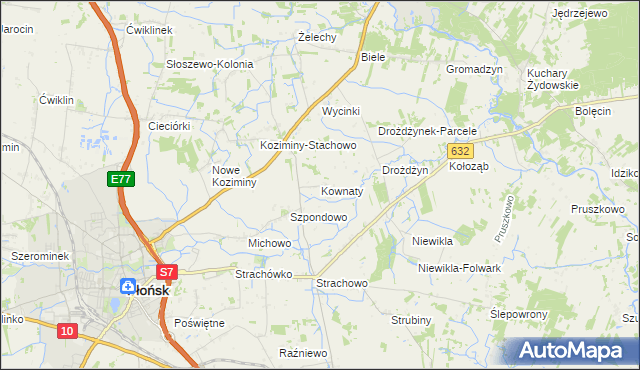 mapa Kownaty gmina Płońsk, Kownaty gmina Płońsk na mapie Targeo