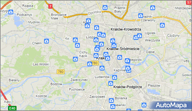 mapa Krakowa, Kraków na mapie Targeo