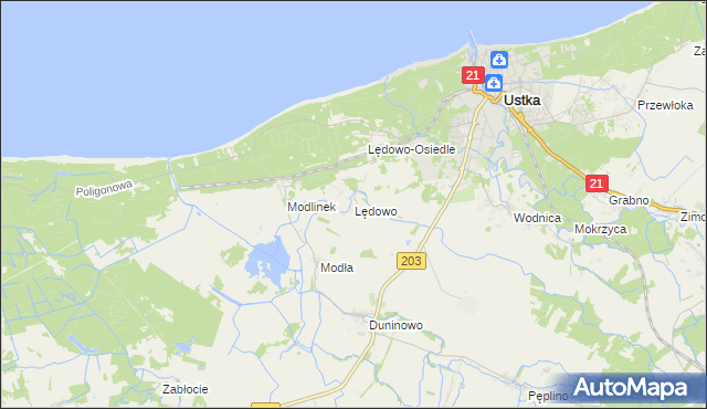 mapa Lędowo gmina Ustka, Lędowo gmina Ustka na mapie Targeo