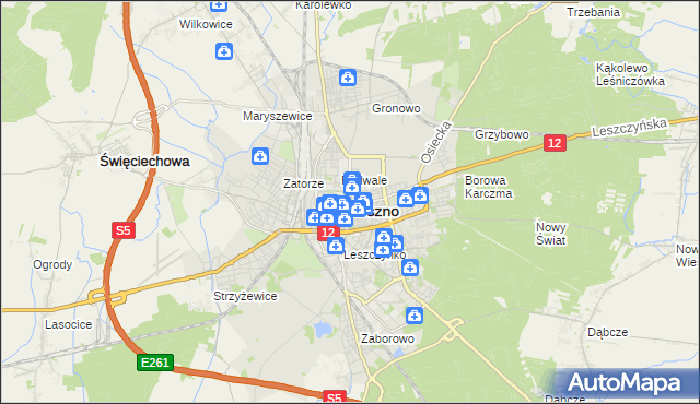 mapa Leszno, Leszno na mapie Targeo