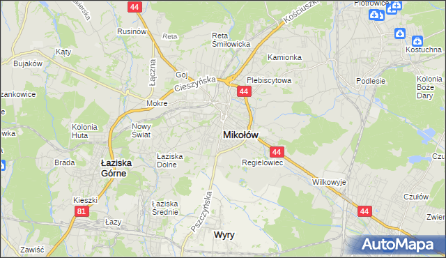 mapa Mikołów, Mikołów na mapie Targeo