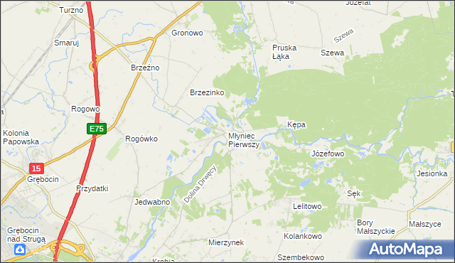mapa Młyniec Pierwszy, Młyniec Pierwszy na mapie Targeo