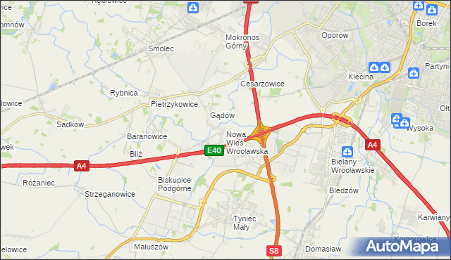 mapa Nowa Wieś Wrocławska, Nowa Wieś Wrocławska na mapie Targeo