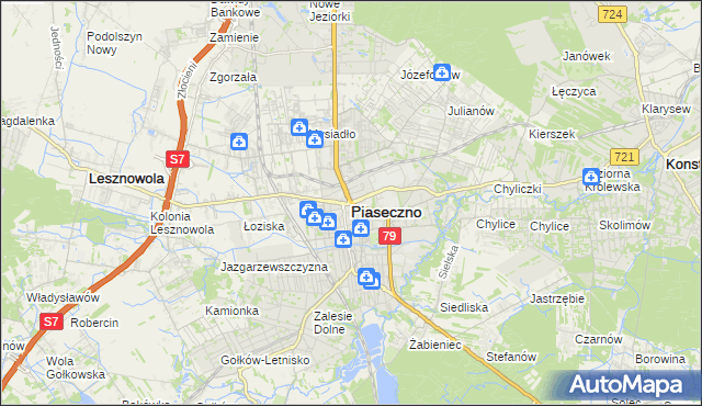 mapa Piaseczno, Piaseczno na mapie Targeo