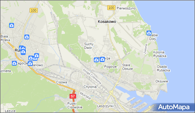 mapa Pogórze gmina Kosakowo, Pogórze gmina Kosakowo na mapie Targeo