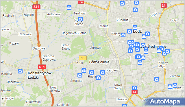 mapa Polesie gmina Łódź, Polesie gmina Łódź na mapie Targeo