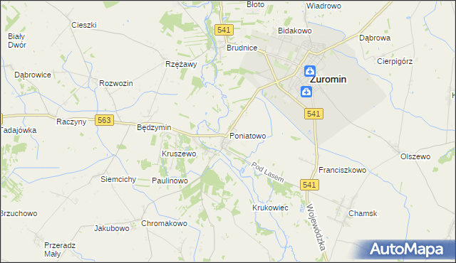 mapa Poniatowo gmina Żuromin, Poniatowo gmina Żuromin na mapie Targeo