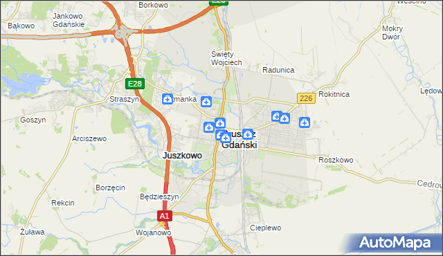 mapa Pruszcz Gdański, Pruszcz Gdański na mapie Targeo