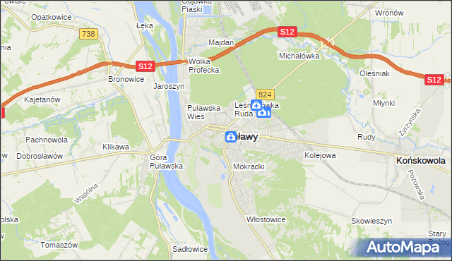 mapa Puław, Puławy na mapie Targeo
