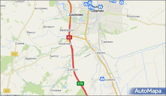 mapa Rusocin gmina Pruszcz Gdański, Rusocin gmina Pruszcz Gdański na mapie Targeo