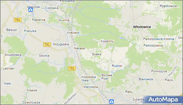 mapa Skałka gmina Włodowice, Skałka gmina Włodowice na mapie Targeo