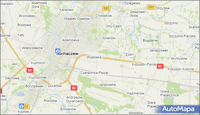 mapa Sochaczew-Wieś, Sochaczew-Wieś na mapie Targeo