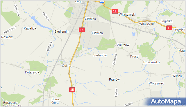 mapa Stefanów gmina Jarocin, Stefanów gmina Jarocin na mapie Targeo