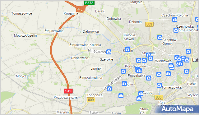 mapa Szerokie gmina Konopnica, Szerokie gmina Konopnica na mapie Targeo