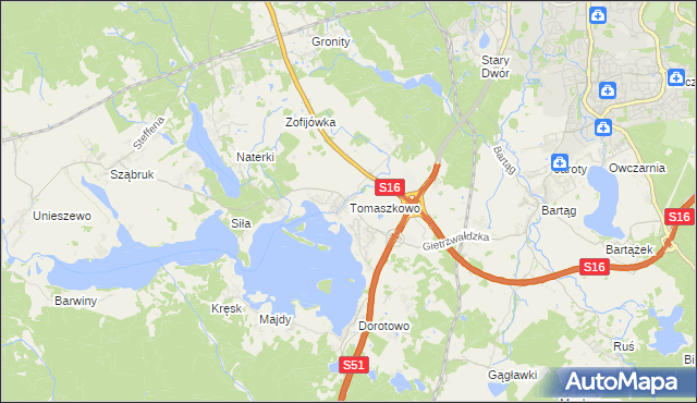 mapa Tomaszkowo, Tomaszkowo na mapie Targeo