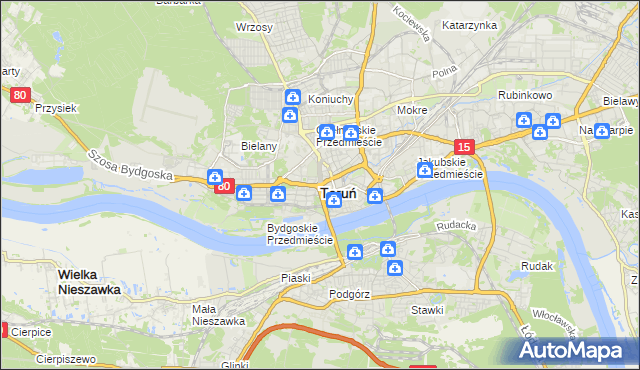 mapa Torunia, Toruń na mapie Targeo