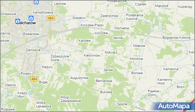 mapa Wiktorów gmina Bełchatów, Wiktorów gmina Bełchatów na mapie Targeo