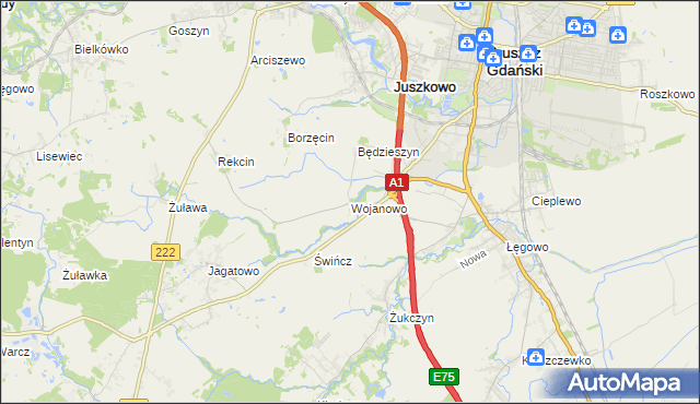 mapa Wojanowo, Wojanowo na mapie Targeo