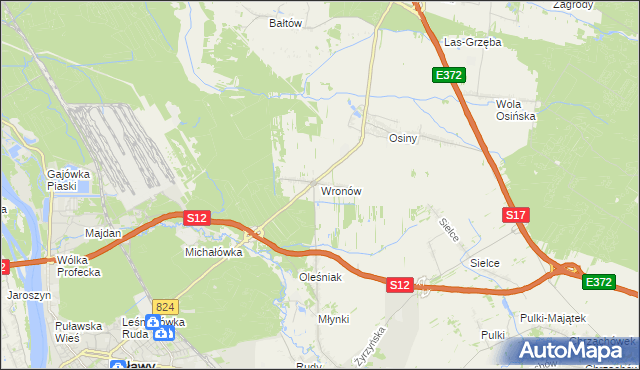 mapa Wronów gmina Końskowola, Wronów gmina Końskowola na mapie Targeo