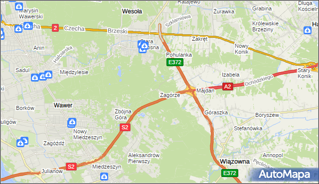 mapa Zagórze gmina Wiązowna, Zagórze gmina Wiązowna na mapie Targeo